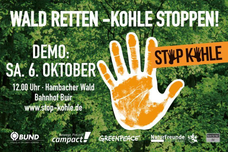 „Wald retten! Kohle stoppen!“ Demo am 6.10.